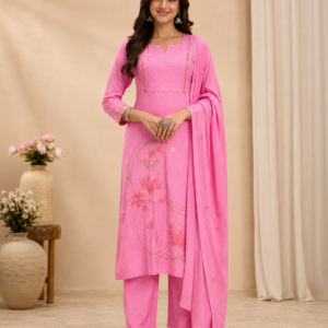Gulabi Noor Cotton Embroidered Kurti Set