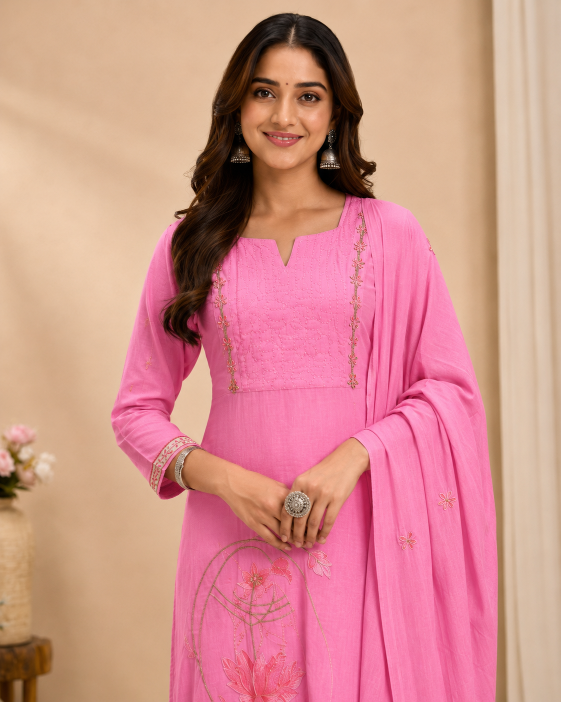 Gulabi Noor Cotton Embroidered Kurti Set - Image 2