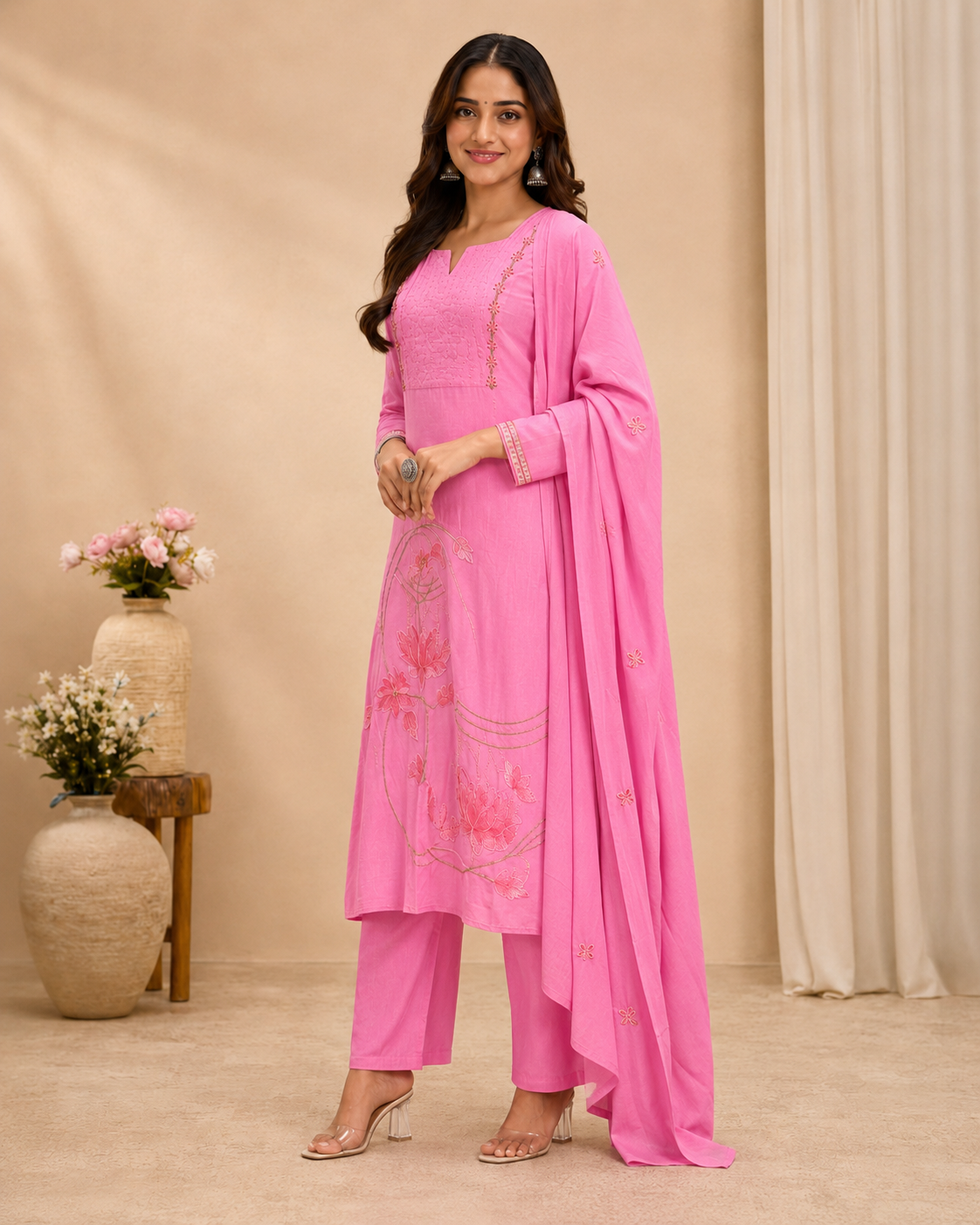 Gulabi Noor Cotton Embroidered Kurti Set - Image 3