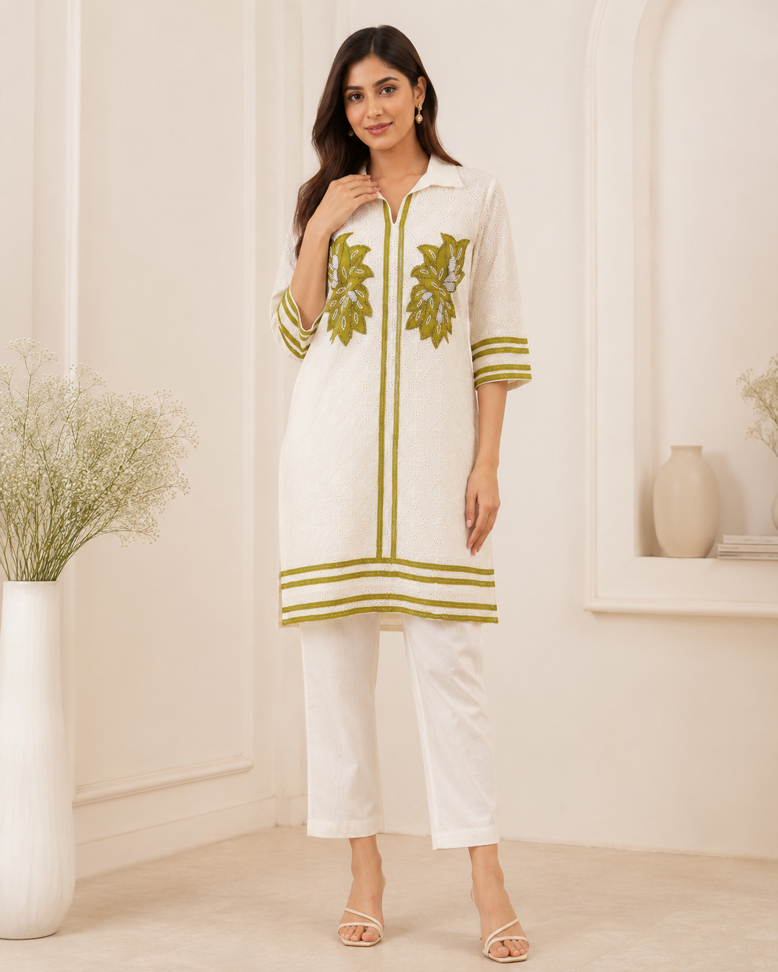 Ivory Olive Cotton Cord Set - Image 3