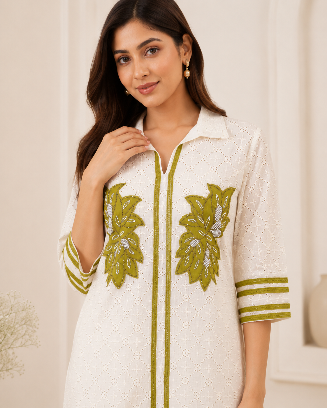 Ivory Olive Cotton Cord Set - Image 2